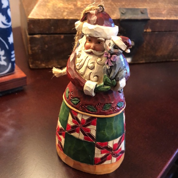 JIM SHORE Santa With Cat Ornament Heartwood Creek 2015 - Picture 3 of 9